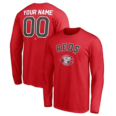 Men's Red Cincinnati Reds Cooperstown Collection Winning Streak Custom Long Sleeve T-Shirt