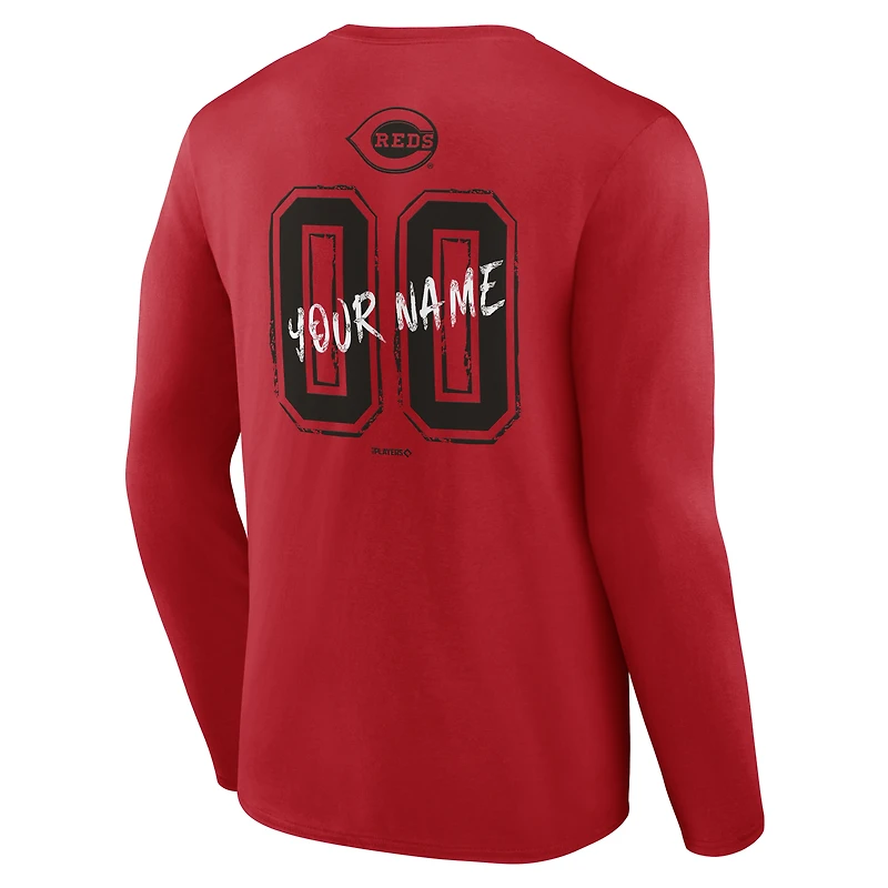 Men's Red Cincinnati Reds  Hustle Personalized Name & Number Long Sleeve T-Shirt