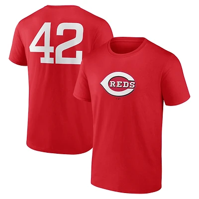 T-shirt rouge pour homme des Reds de Cincinnati avec nom et numéro Jackie Robinson