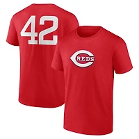 T-shirt rouge pour homme des Reds de Cincinnati avec nom et numéro Jackie Robinson