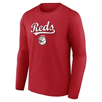 Men's  Red Cincinnati Reds Team Lockup Long Sleeve T-Shirt