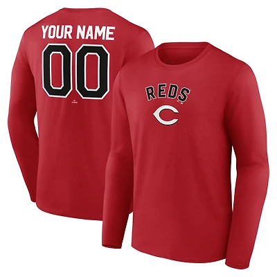 T-shirt à manches longues personnalisé rouge pour homme des Reds de Cincinnati