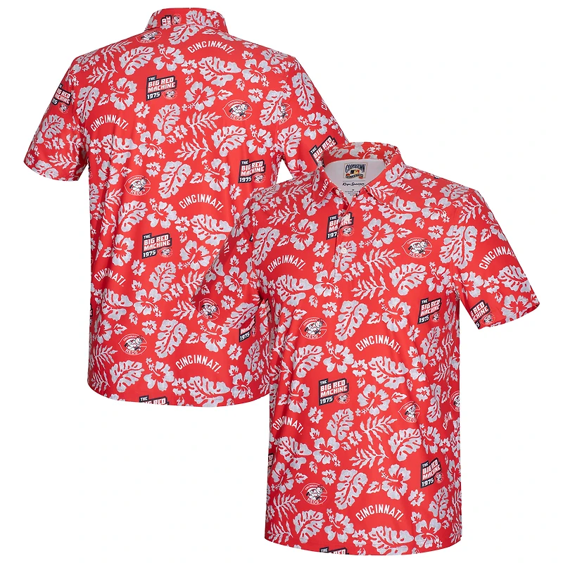 Polo de performance PUA pour homme, Reyn Spooner rouge, collection Cooperstown, grandes tailles, Cincinnati Reds