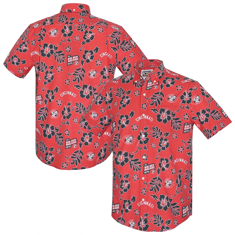 Haut à boutons en mélange de trois matières Reyn Spooner rouge Cincinnati Reds Cooperstown Kekai Performance pour homme