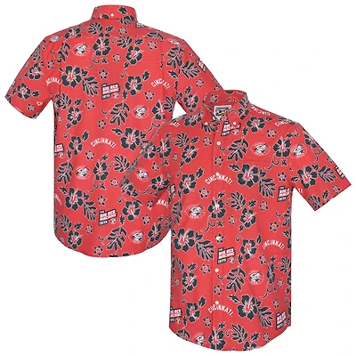 Haut à boutons en mélange de trois matières Reyn Spooner rouge Cincinnati Reds Cooperstown Kekai Performance pour homme