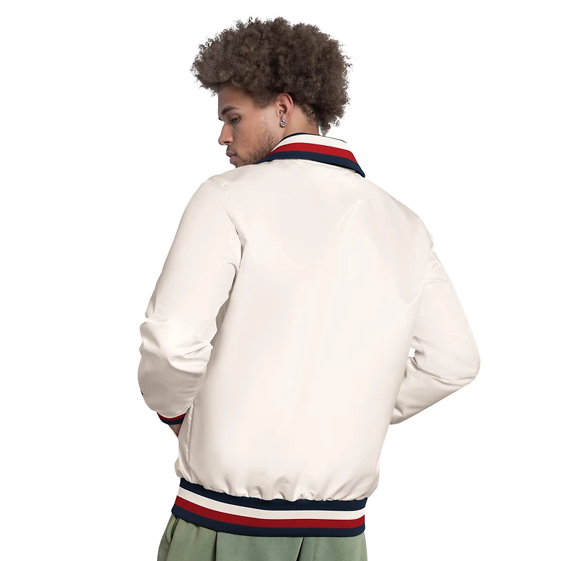 Men's Starter White Cincinnati Reds The Captain Cooperstown Logo Full-Zip Varsity Jacket