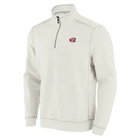 Sweat-shirt Tommy Bahama crème à demi-zip pour homme des Reds de Cincinnati Sport Tobago Bay Tri-Blend
