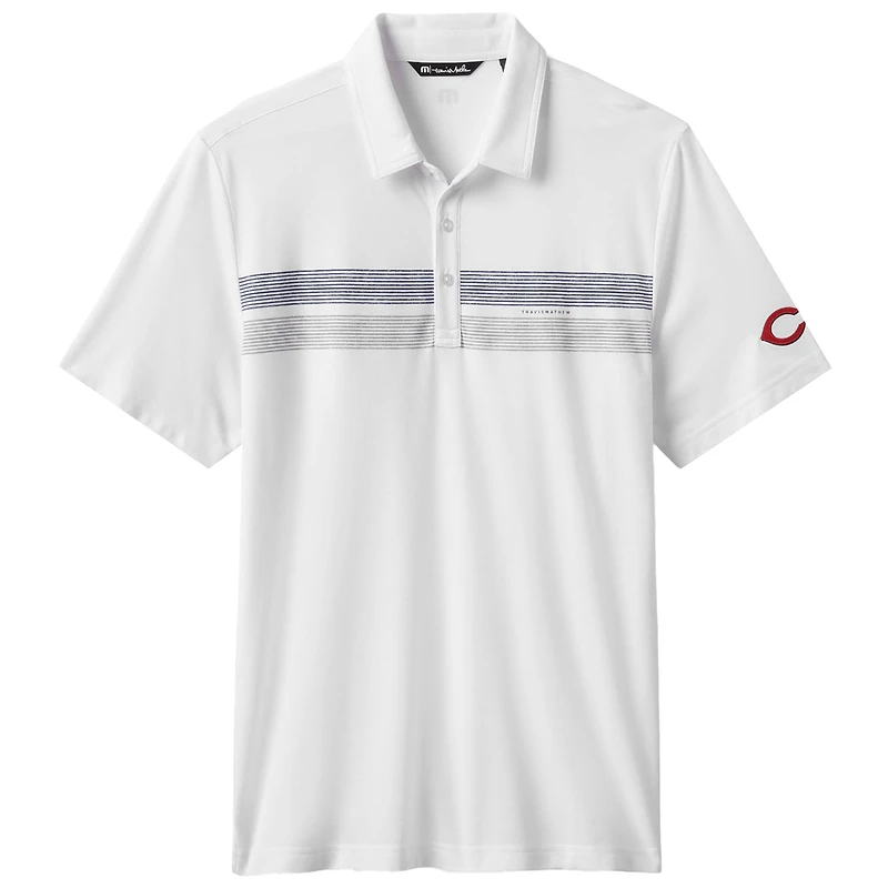 Polo tri-blend blanc Top Recruit des Reds de Cincinnati pour homme TravisMathew