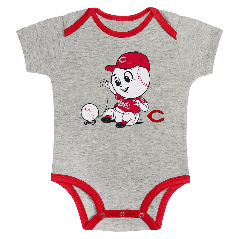 Newborn & Infant Gray/White Cincinnati Reds Two-Pack Play Ball Bodysuit Set