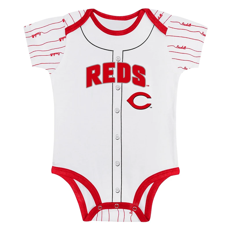 Newborn & Infant Gray/White Cincinnati Reds Two-Pack Play Ball Bodysuit Set