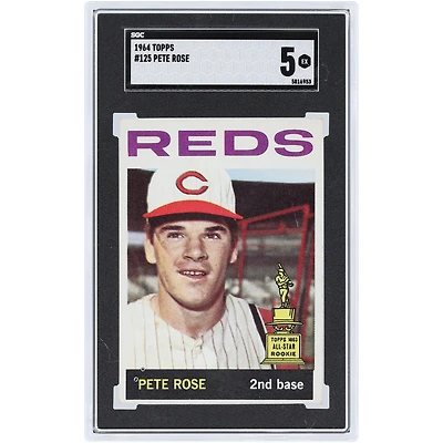 Pete Rose Cincinnati Reds 1964 Topps All Star Rookie #125 SGC Carte recrue authentifiée 5