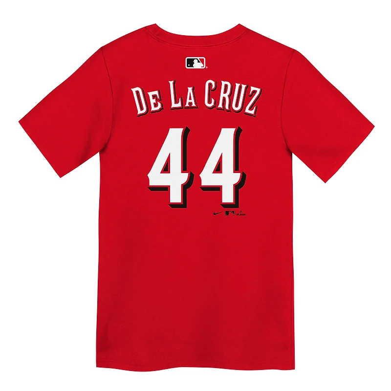 T-shirt rouge Elly de La Cruz des Reds Cincinnati (nom et numéro) pour enfant d'âge préscolaire