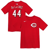 T-shirt rouge Elly de La Cruz des Reds Cincinnati (nom et numéro) pour enfant d'âge préscolaire