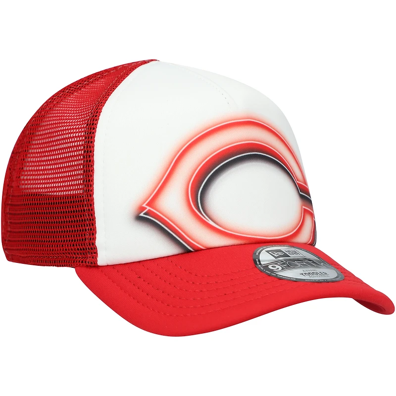 Toddler New Era  White/Red Cincinnati Reds Painted A-Frame 9FORTY Trucker Adjustable Hat