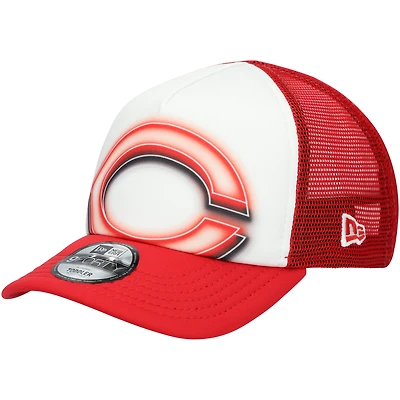 Casquette ajustable New Era blanche/rouge pour tout-petits, modèle A-Frame 9FORTY des Cincinnati Reds