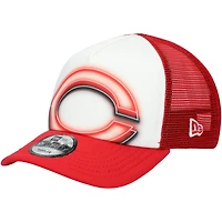 Casquette ajustable New Era blanche/rouge pour tout-petits, modèle A-Frame 9FORTY des Cincinnati Reds