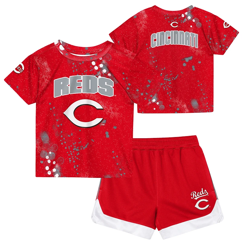 Ensemble t-shirt et short Outerstuff rouge Cincinnati Reds pour tout-petit, motif « Pinch Hitter ».