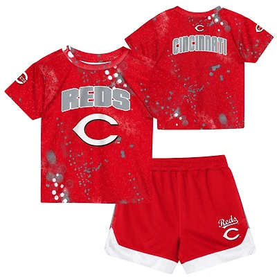 Ensemble t-shirt et short Outerstuff rouge Cincinnati Reds pour tout-petit, motif « Pinch Hitter ».