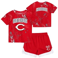 Ensemble t-shirt et short Outerstuff rouge Cincinnati Reds pour tout-petit, motif « Pinch Hitter ».