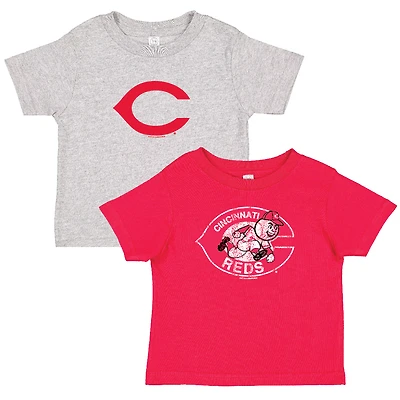 Toddler Soft as a Grape Red/Heather Gray Cincinnati Reds Cooperstown Collection Two-Pack T-Shirt Set