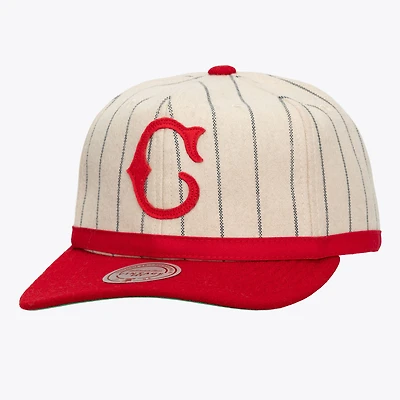 Unisex Mitchell & Ness  Cream Cincinnati Reds Vintage Ground Melton Wool Pinstripe Adjustable Hat