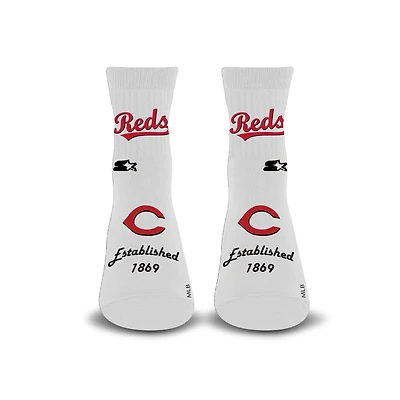 Unisex Starter White Cincinnati Reds Established Stencil Quarter Socks