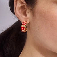 WEAR By Erin Andrews x BaubleBar Cincinnati Reds Enamel Hoop Earrings