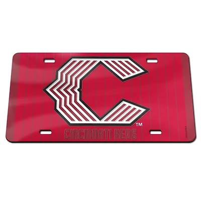 Plaque d'immatriculation WinCraft Cincinnati Reds 2026 City Connect en acrylique découpé au laser
