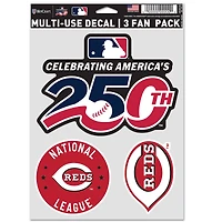 Ensemble de trois autocollants pour supporters WinCraft Cincinnati Reds America 250 (5,5 po x 7,75 po).