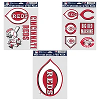 Lot de trois autocollants pour supporters des Reds de Cincinnati de WinCraft