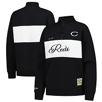 Haut à enfiler quart de zip noir pour femme Mitchell & Ness Cincinnati Reds Cooperstown Collection