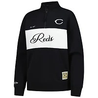 Haut à enfiler quart de zip noir pour femme Mitchell & Ness Cincinnati Reds Cooperstown Collection
