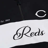 Haut à enfiler quart de zip noir pour femme Mitchell & Ness Cincinnati Reds Cooperstown Collection