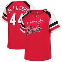 Women's Profile Elly De La Cruz Red Cincinnati Reds Plus Name & Number Raglan T-Shirt