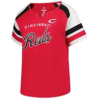 Women's Profile Elly De La Cruz Red Cincinnati Reds Plus Name & Number Raglan T-Shirt