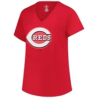 Profil femme Elly De La Cruz Rouge Cincinnati Reds T-shirt col en V grande taille avec nom et numéro