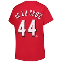 Profil femme Elly De La Cruz Rouge Cincinnati Reds T-shirt col en V grande taille avec nom et numéro