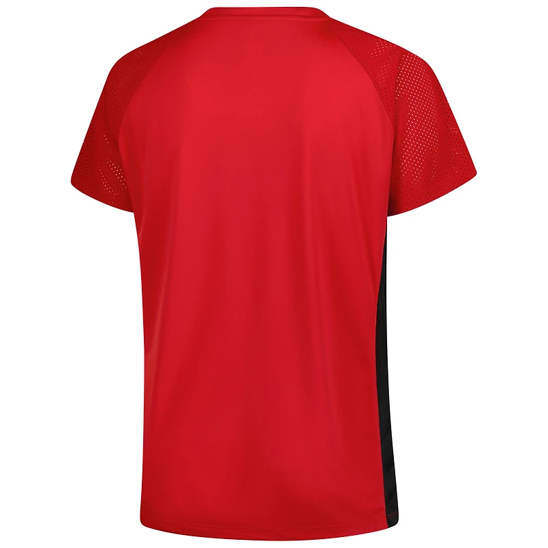 T-shirt à col en V pailleté pour femme Profile Red Cincinnati Reds