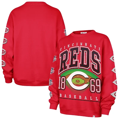 Women's '47 Red Cincinnati Reds Trendy Team Go Big Oversized Sweatshirt