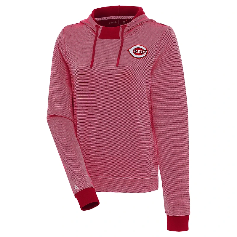 Sweat à capuche trois bandes Axe Bunker rouge/blanc Antigua pour femme des Cincinnati Reds