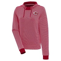 Sweat à capuche trois bandes Axe Bunker rouge/blanc Antigua pour femme des Cincinnati Reds