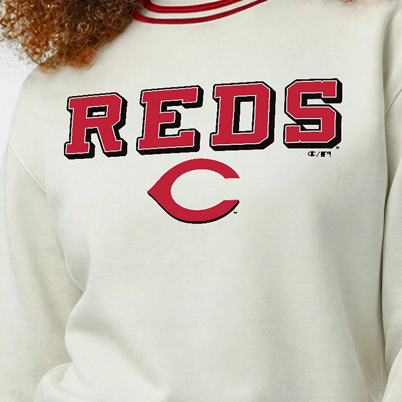 Women's Champion  Cream Cincinnati Reds Reverse Weave Sweatshirt