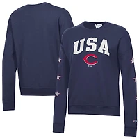 Sweat-shirt à col rond en polaire Champion bleu marine Cincinnati Reds pour femme