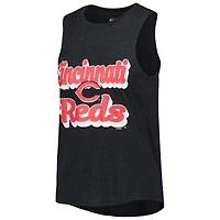 Concepts Sport Heather Red/Heather Black Cincinnati Reds Wordmark Meter Muscle Débardeur et pantalon Ensemble de nuit