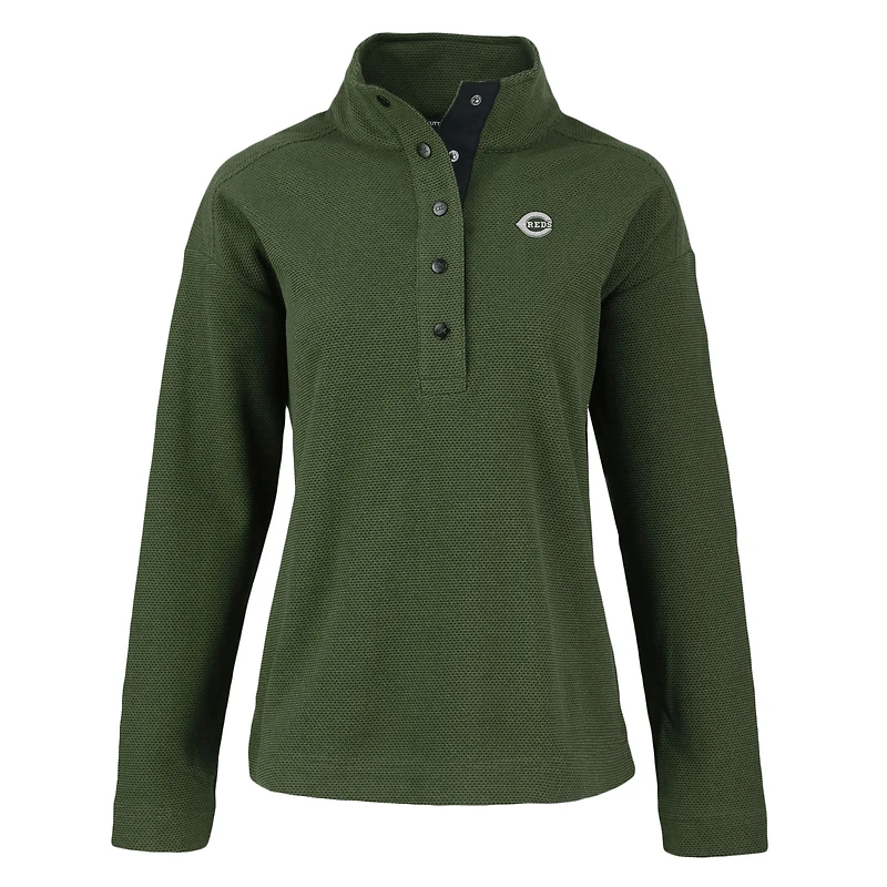 Women's Cutter & Buck Green Cincinnati Reds Hunts Point Eco Half-Snap Jacket