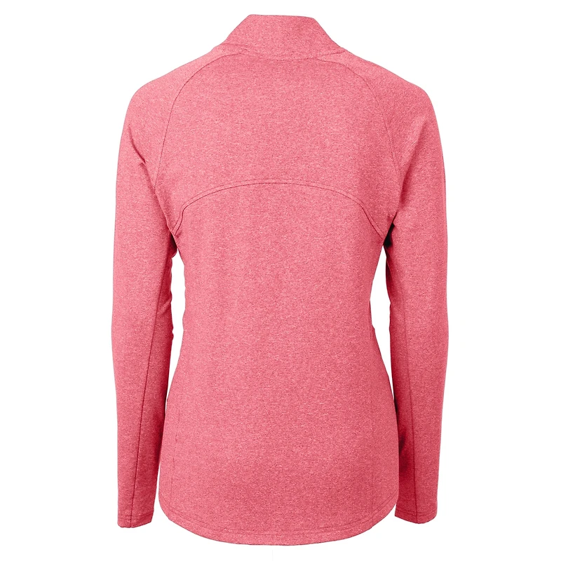 Women's Cutter & Buck Heather Red Cincinnati Reds Adapt Eco Knit Recycled Full-Zip Top