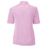 Haut zippé quart de tour en Pique recyclé à rayures Virtue Eco pour femme, rose, Cutter & Buck, des Reds Cincinnati