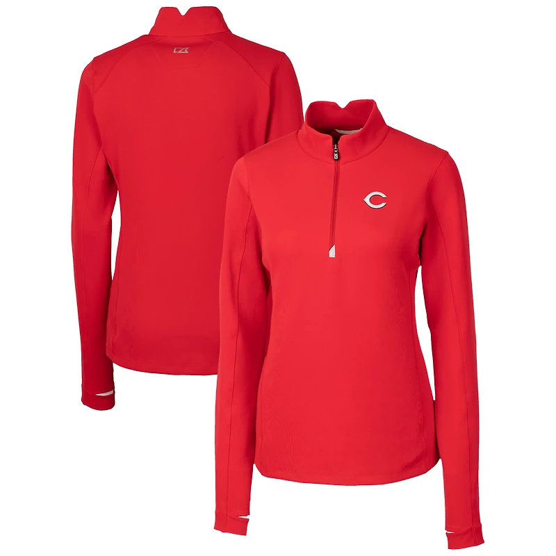 Women's Cutter & Buck Red Cincinnati Reds DryTec Traverse Stretch Quarter-Zip Pullover Top