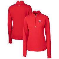 Women's Cutter & Buck  Red Cincinnati Reds DryTec Traverse Stretch Quarter-Zip Pullover Top
