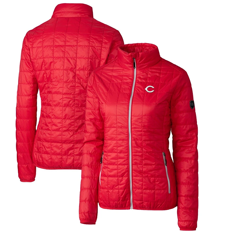 Doudoune Rainier PrimaLoft Eco entièrement zippée pour femme, rouge, des Cincinnati Reds, Cutter & Buck